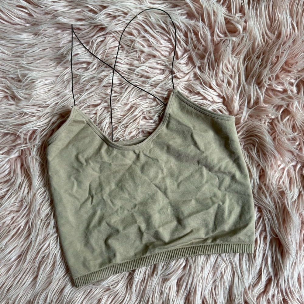 Ododos Nude Cream Seamless Thin Strap Cropped Bralette Style Top XS/S